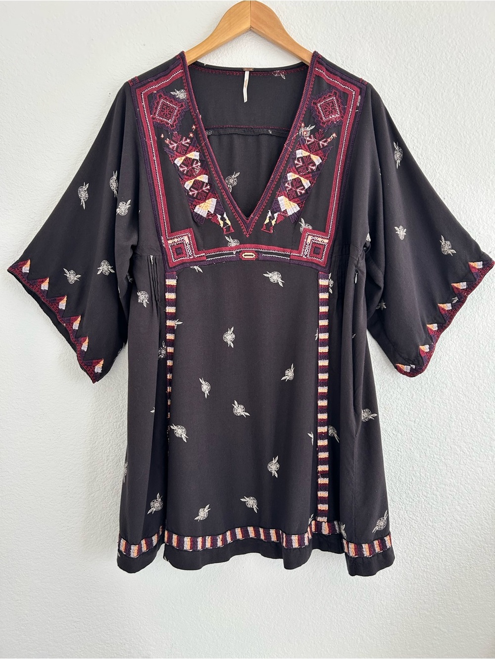 Free People Tulum Embroidered Mini Boho Dress Tunic Top